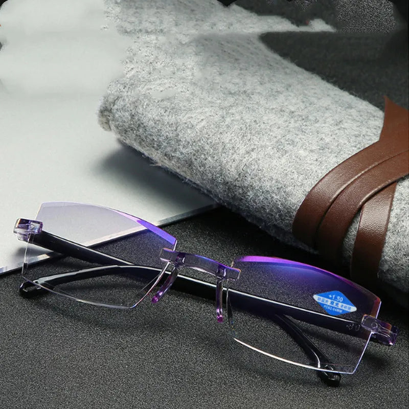 Gafas para Leer con Bloqueo de Luz Azul Dual y Diseño de Corte de Diamante
